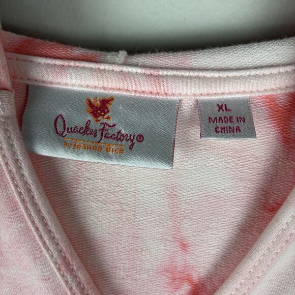 Quaker Factory Pink Rhinestones Hoodie Sweater Pullover Womans XL Sweatshirt - Picture 4 of 7